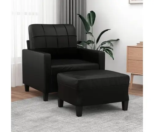Atpūtas Krēsls Ar Kājsoliņu, 60 Cm, Melna Mākslīgā Āda Vidaxl