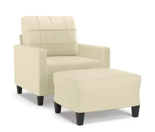 Krėslas Su Pakoja, Kreminės Spalvos, 60cm Dirbtinė Oda