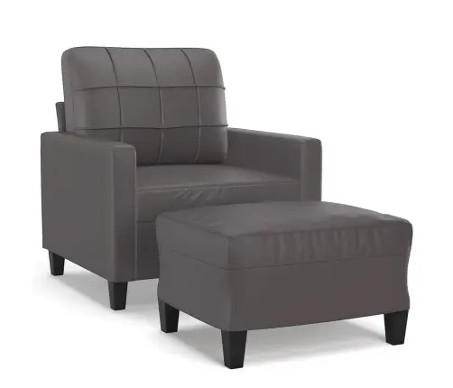 Atpūtas Krēsls Ar Kājsoliņu, 60 Cm, Pelēka Mākslīgā Āda Vidaxl