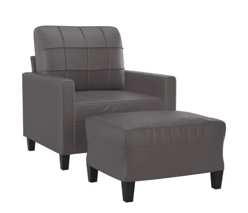 Atpūtas Krēsls Ar Kājsoliņu, 60 Cm, Pelēka Mākslīgā Āda Vidaxl