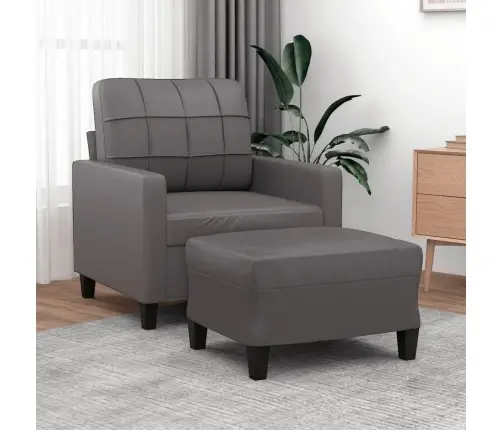 Atpūtas Krēsls Ar Kājsoliņu, 60 Cm, Pelēka Mākslīgā Āda Vidaxl