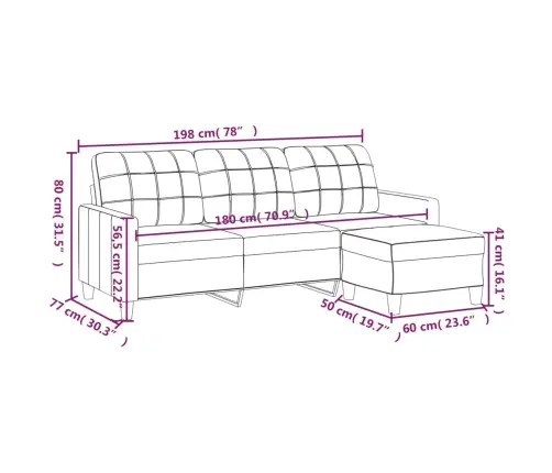 3-Kohaline Diivan Jalapingiga, Kreemjas, 180 cm Kunstnahk