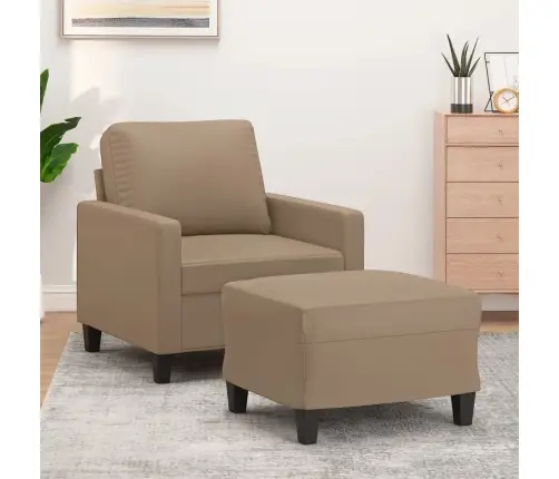 Atpūtas Krēsls Ar Kājsoliņu, 60Cm, Kapučīno Krāsas Mākslīgā Āda Vidaxl