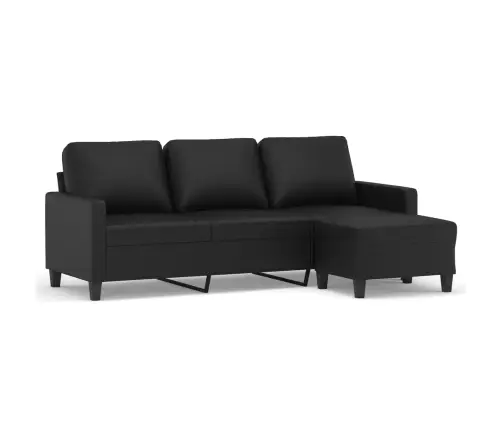 Trivietė Sofa Su Pakoja, Juodos Spalvos, 180cm Dirbtinė Oda