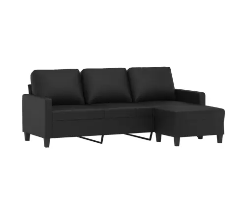 Trivietė Sofa Su Pakoja, Juodos Spalvos, 180cm Dirbtinė Oda