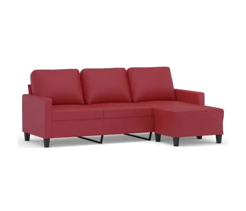 Trivietė Sofa Su Pakoja, Raudonojo Vyno, 180cm Dirbtinė Oda