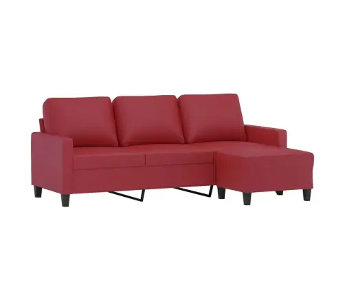 Trivietė Sofa Su Pakoja, Raudonojo Vyno, 180cm Dirbtinė Oda