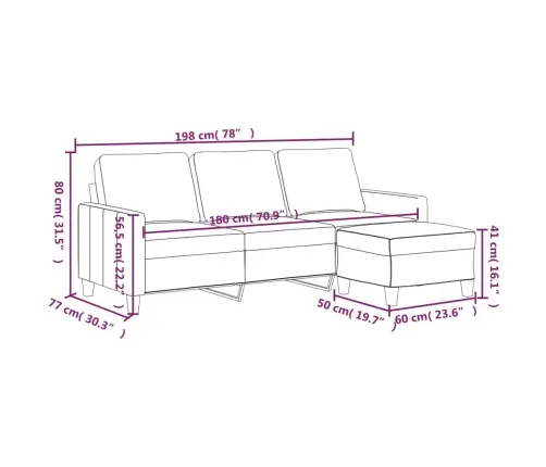 Trīsvietīgs Dīvāns Ar Kājsoliņu, Kapučīno Krāsas Mākslīgā Āda Vidaxl