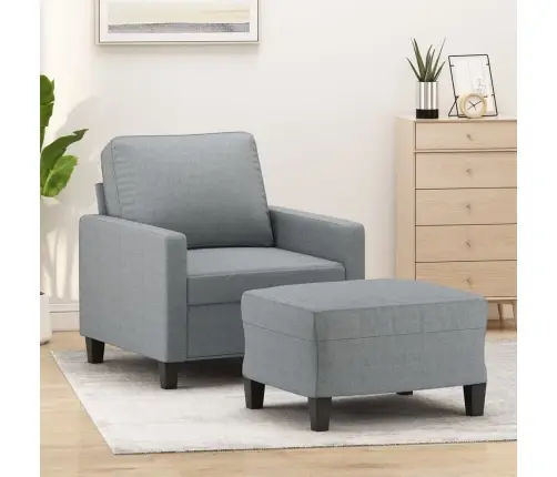 Atpūtas Krēsls Ar Kājsoliņu, 60 Cm, Gaiši Pelēks Audums Vidaxl