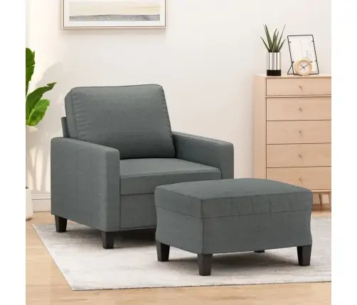 Atpūtas Krēsls Ar Kājsoliņu, 60 Cm, Tumši Pelēks Audums Vidaxl