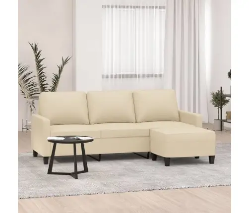 Trivietė Sofa Su Pakoja, Kreminės Spalvos, 180cm Audinys