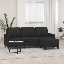Trivietė Sofa Su Pakoja, Juodos Spalvos, 180cm Audinys
