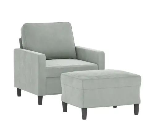 Krėslas Su Pakoja, Šviesiai Pilkos Spalvos, 60cm Aksomas