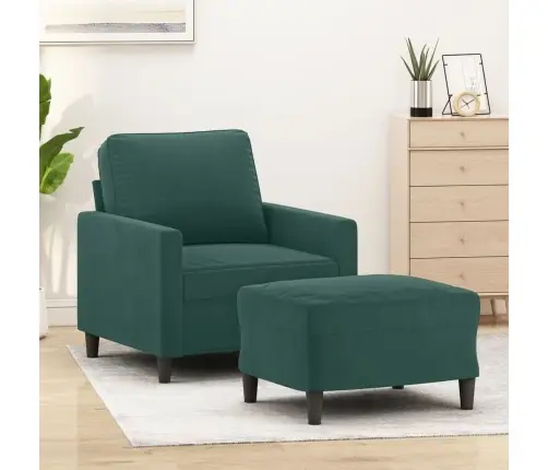 Atpūtas Krēsls Ar Kājsoliņu, 60 Cm, Tumši Zaļš Samts Vidaxl