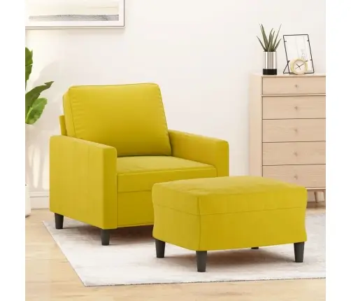 Atpūtas Krēsls Ar Kājsoliņu, 60 Cm, Dzeltens Samts Vidaxl