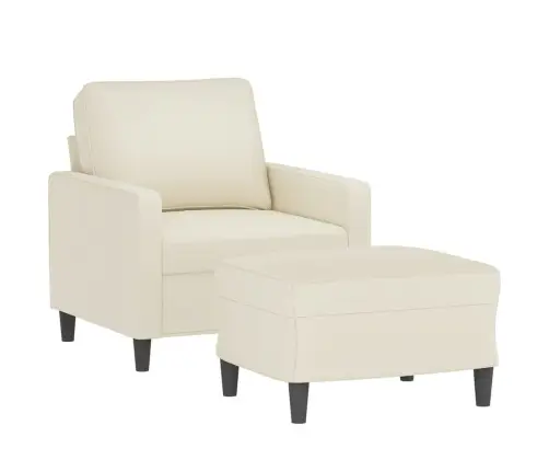 Atpūtas Krēsls Ar Kājsoliņu, 60 Cm, Krēmkrāsas Samts Vidaxl