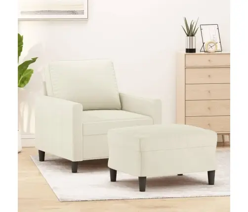 Atpūtas Krēsls Ar Kājsoliņu, 60 Cm, Krēmkrāsas Samts Vidaxl