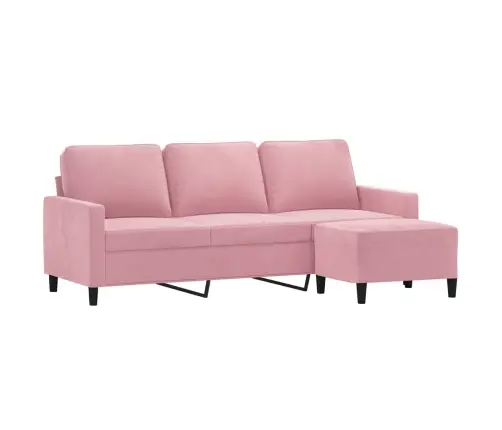 Trivietė Sofa Su Pakoja, Rožinės Spalvos, 180cm Aksomas