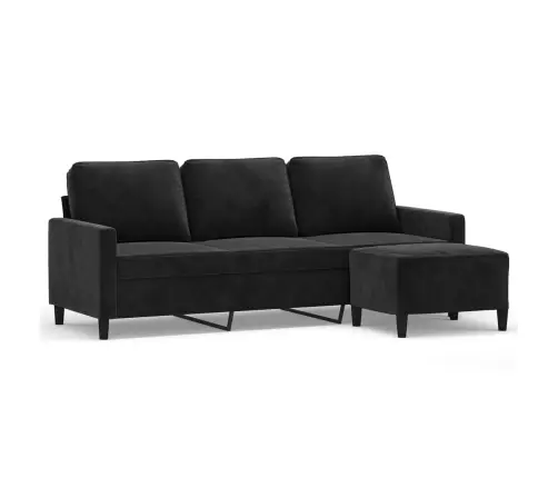 Trivietė Sofa Su Pakoja, Juodos Spalvos, 180cm Aksomas