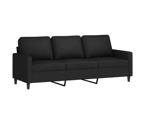 Trivietė Sofa Su Pakoja, Juodos Spalvos, 180cm Aksomas
