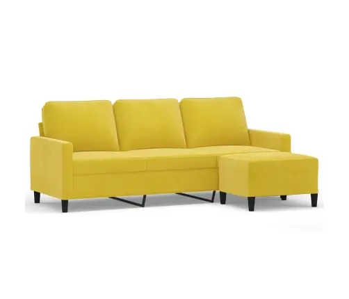 Trivietė Sofa Su Pakoja, Geltonos Spalvos, 180cm Aksomas