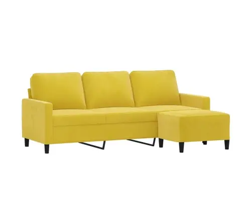 Trivietė Sofa Su Pakoja, Geltonos Spalvos, 180cm Aksomas