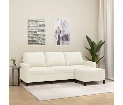 Trīsvietīgs Dīvāns Ar Kājsoliņu, 180 Cm, Krēmkrāsas Samts Vidaxl