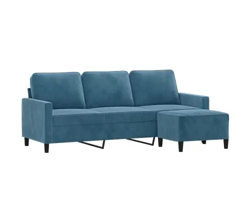 Trivietė Sofa Su Pakoja, Mėlynos Spalvos, 180cm Aksomas