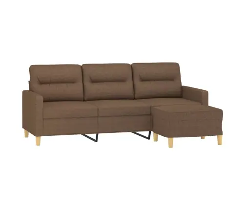 Trīsvietīgs Dīvāns Ar Kājsoliņu, 180 Cm, Brūns Audums Vidaxl