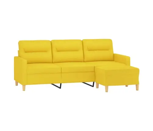 Trīsvietīgs Dīvāns Ar Kājsoliņu, 180 Cm, Gaiši Dzeltens Audums Vidaxl