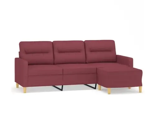 Trīsvietīgs Dīvāns Ar Kājsoliņu, 180 Cm, Vīnsarkans Audums Vidaxl