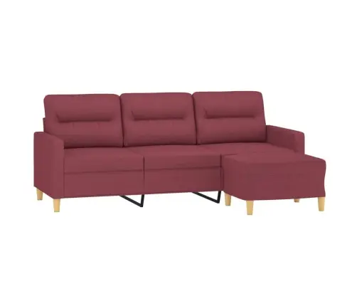 Trīsvietīgs Dīvāns Ar Kājsoliņu, 180 Cm, Vīnsarkans Audums Vidaxl