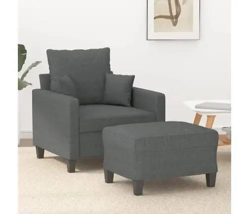 Atpūtas Krēsls Ar Kājsoliņu, 60 Cm, Tumši Pelēks Audums Vidaxl