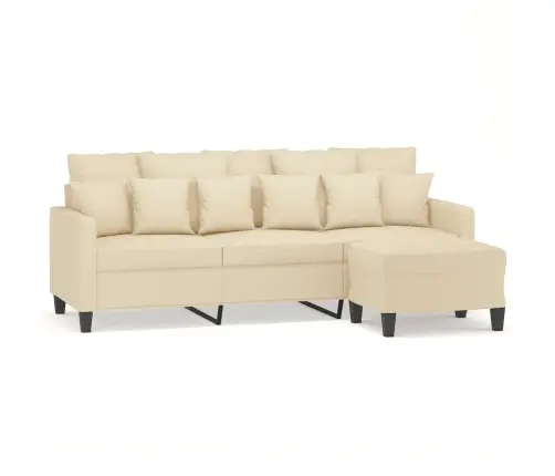 Trivietė Sofa Su Pakoja, Kreminės Spalvos, 180cm Audinys