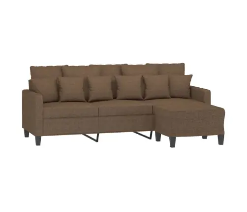 Trīsvietīgs Dīvāns Ar Kājsoliņu, 180 Cm, Brūns Audums Vidaxl