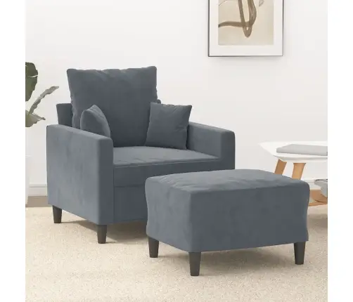 Atpūtas Krēsls Ar Kājsoliņu, 60 Cm, Tumši Pelēks Samts Vidaxl