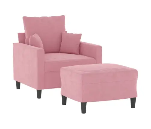 Atpūtas Krēsls Ar Kājsoliņu, 60 Cm, Rozā Samts Vidaxl