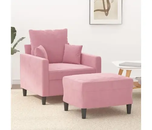 Atpūtas Krēsls Ar Kājsoliņu, 60 Cm, Rozā Samts Vidaxl