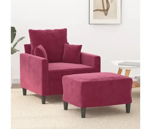 Atpūtas Krēsls Ar Kājsoliņu, 60 Cm, Vīnsarkans Samts Vidaxl