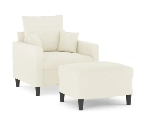 Atpūtas Krēsls Ar Kājsoliņu, 60 Cm, Krēmkrāsas Samts Vidaxl