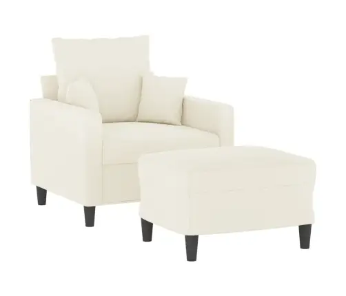 Atpūtas Krēsls Ar Kājsoliņu, 60 Cm, Krēmkrāsas Samts Vidaxl