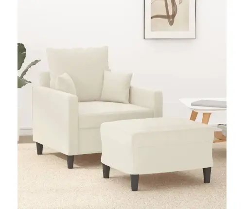 Atpūtas Krēsls Ar Kājsoliņu, 60 Cm, Krēmkrāsas Samts Vidaxl