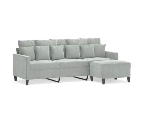 Trīsvietīgs Dīvāns Ar Kājsoliņu, 180 Cm, Gaiši Pelēks Samts Vidaxl