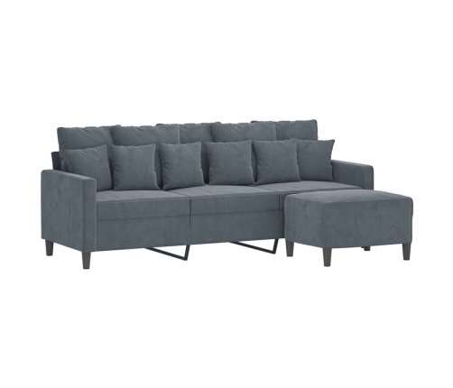 Trivietė Sofa Su Pakoja, Tamsiai Pilkos Spalvos, 180cm Aksomas