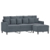 Trivietė Sofa Su Pakoja, Tamsiai Pilkos Spalvos, 180cm Aksomas