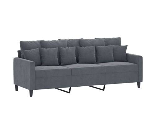 Trivietė Sofa Su Pakoja, Tamsiai Pilkos Spalvos, 180cm Aksomas
