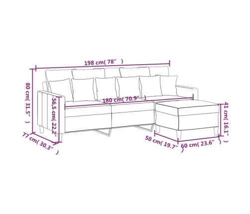 Trivietė Sofa Su Pakoja, Tamsiai Pilkos Spalvos, 180cm Aksomas