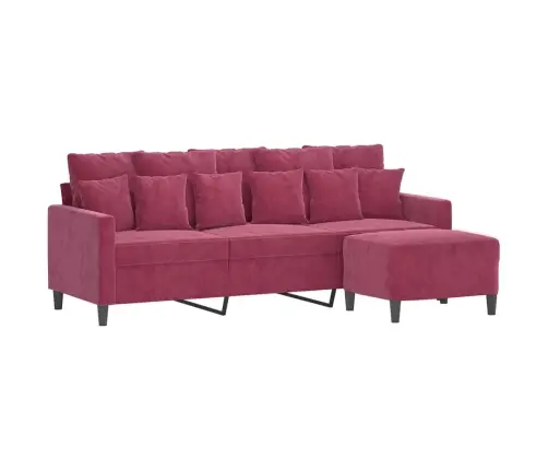 Trivietė Sofa Su Pakoja, Raudonojo Vyno Spalvos, 180cm Aksomas