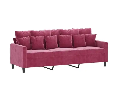 Trivietė Sofa Su Pakoja, Raudonojo Vyno Spalvos, 180cm Aksomas