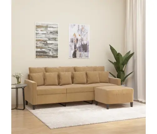 Trīsvietīgs Dīvāns Ar Kājsoliņu, 180 Cm, Brūns Samts Vidaxl